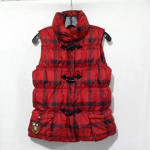 RALPH LAUREN RED Scottish plaid GIRL PUFFER DOWN